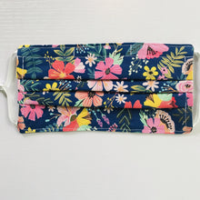 Load image into Gallery viewer, Flowers on Navy Face Mask with Filter Pocket