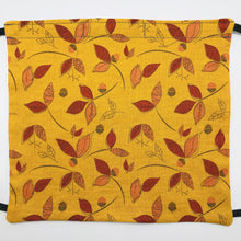 Load image into Gallery viewer, Rust Fall Leaves and Acorns Face Mask with Elastic Head Loops