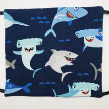 Load image into Gallery viewer, Navy Shark Kids Face Mask