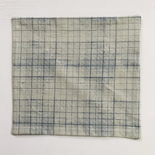 Load image into Gallery viewer, 100% quilting-weight cotton novelty themed blue graph print face mask with adjustable elastic ear loops and bendable nose piece. Washable, reusable fabric face mask. Wash in washing machine and dry in dryer after each use. 7” H x 7.5” W Fabric from the Correspondence collection by Tim Holtz for Coats