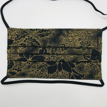 Load image into Gallery viewer, Holiday Metallic Gold Poinsettia Face mask with Filter Pocket