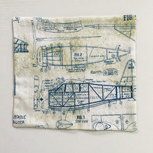 Load image into Gallery viewer, Image of blue and white novelty airplane themed cotton print.