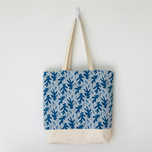 Load image into Gallery viewer, Blue Leaves Super Size Tote Bag