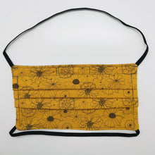 Load image into Gallery viewer, Gold Floral Face Mask with Elastic Head Loops