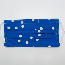 Load image into Gallery viewer, White Dots on Blue Batik Face Mask with Filter Pocket
