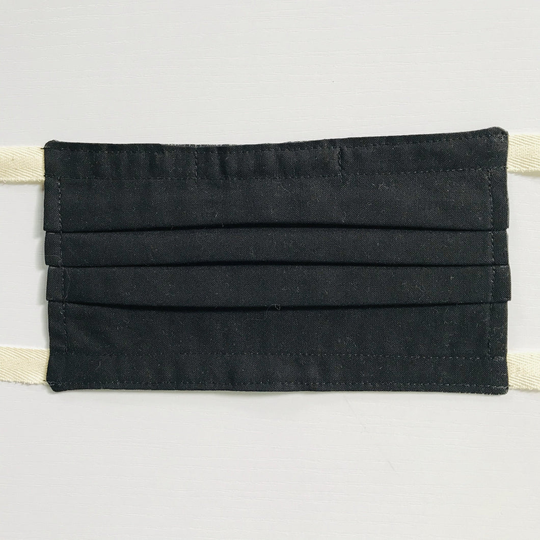 Solid Black Kids Face Mask with Twill Straps