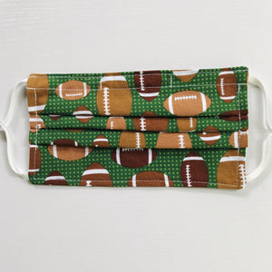 Footballs on Green Background Face Mask for Kids