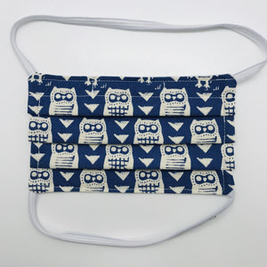 Night Owl on Blue Background Face Mask for Kids