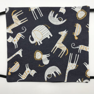 Jungle Animals on Grey Kids Face Mask