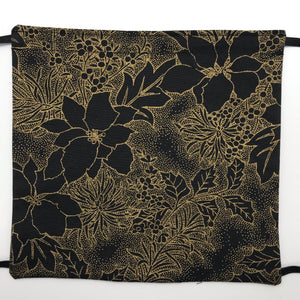 Holiday Metallic Gold Poinsettia Face Mask with Elastic Head Loops