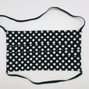 White Polka Dot on Black Kids Face Mask