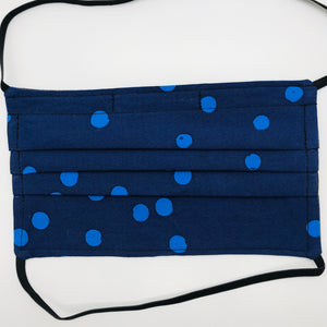 Blue Dot Batik Face Mask with Elastic Head Loops