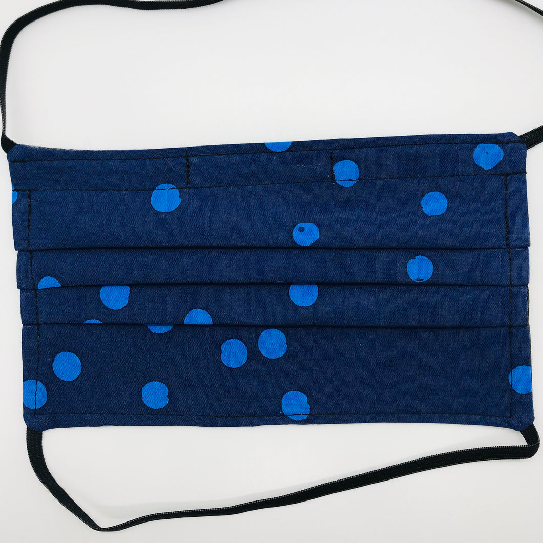 Blue Dot Batik Face Mask with Elastic Head Loops