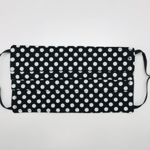 Load image into Gallery viewer, White Polka Dot on Black Kids Face Mask
