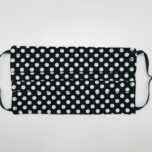 White Polka Dot on Black Kids Face Mask
