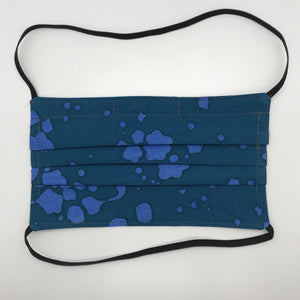 Teal  Splatter Batik Face Mask with Elastic Head Loops