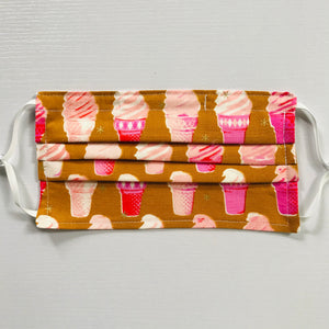 Ice Cream Cone Face Mask with Adjustable Elastic Ear Loops