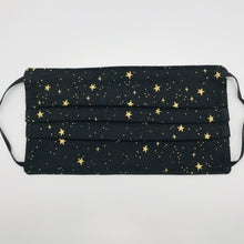 Load image into Gallery viewer, Rifles Paper Co Metallic Gold Stars on Black Background Face Mask for Kids
