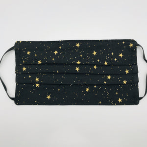 Rifles Paper Co Metallic Gold Stars on Black Background Face Mask for Kids