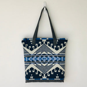Large Blue and White Wool Tote