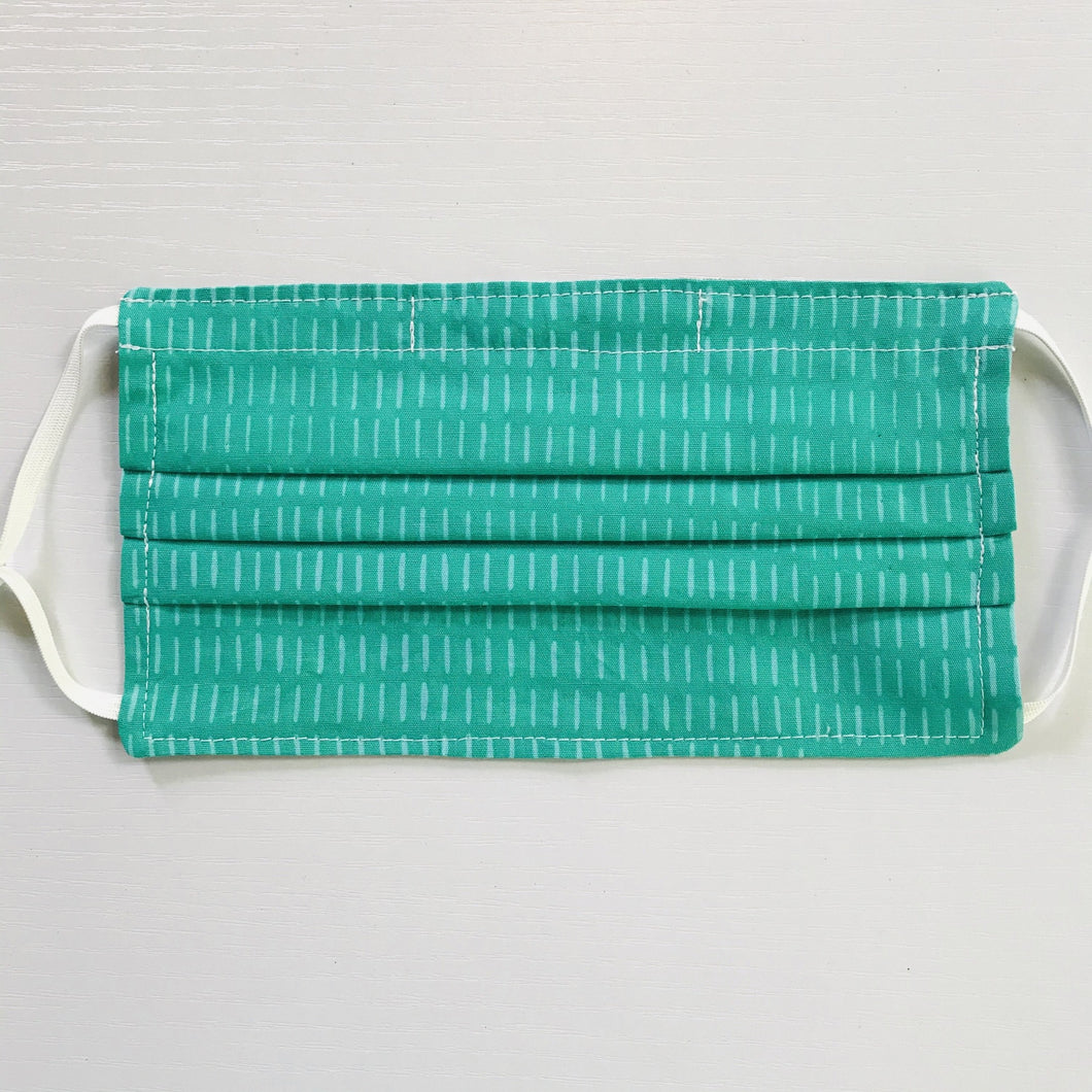 Green Batik Face Mask with Adjustable Elastic Ear Loops