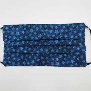 Blue Stars on Blue Face Mask with Adjustable Elastic Ear Loops