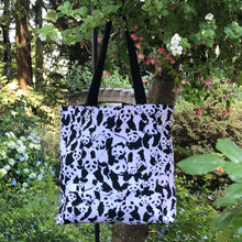 Load image into Gallery viewer, Panda Pattern Canvas Kids Tote Bag. 100% cotton. 13.5&quot; wide, 12&quot; high, 2&quot; deep.
