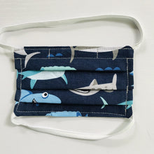 Load image into Gallery viewer, Navy Shark Kids Face Mask
