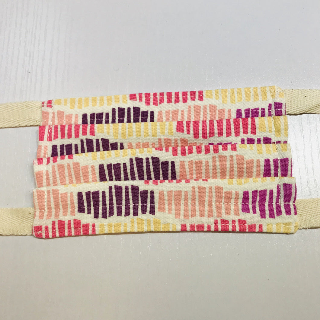 Pink Print Face Mask for Kids with Twill Straps