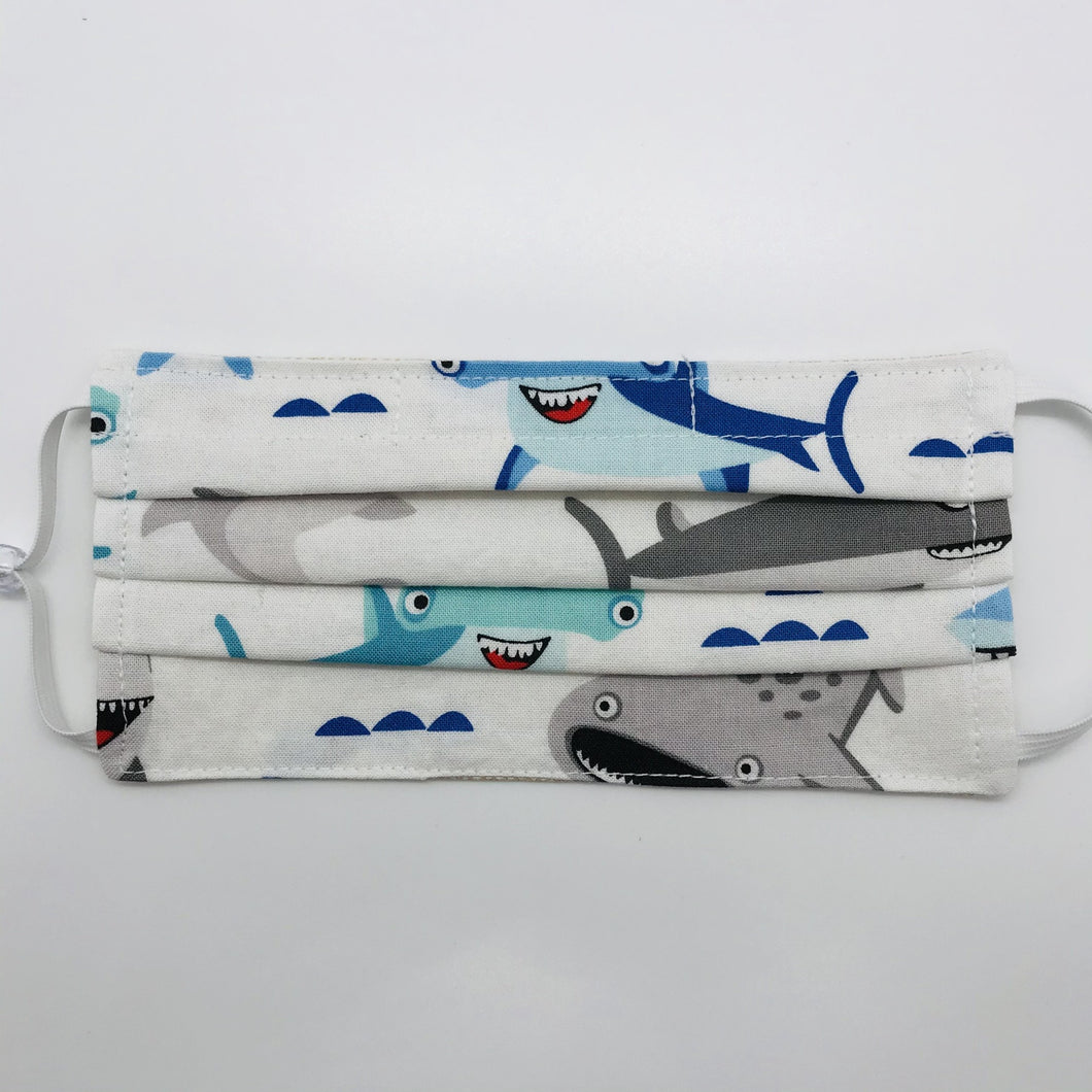 Shark Town on White Kids Mask