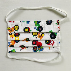 Tractors on White Background Face Mask for Kids