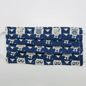Night Owl on Blue Background Face Mask for Kids