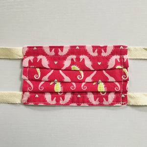 Pink Seahorse Face Mask for Kids with Twill Straps