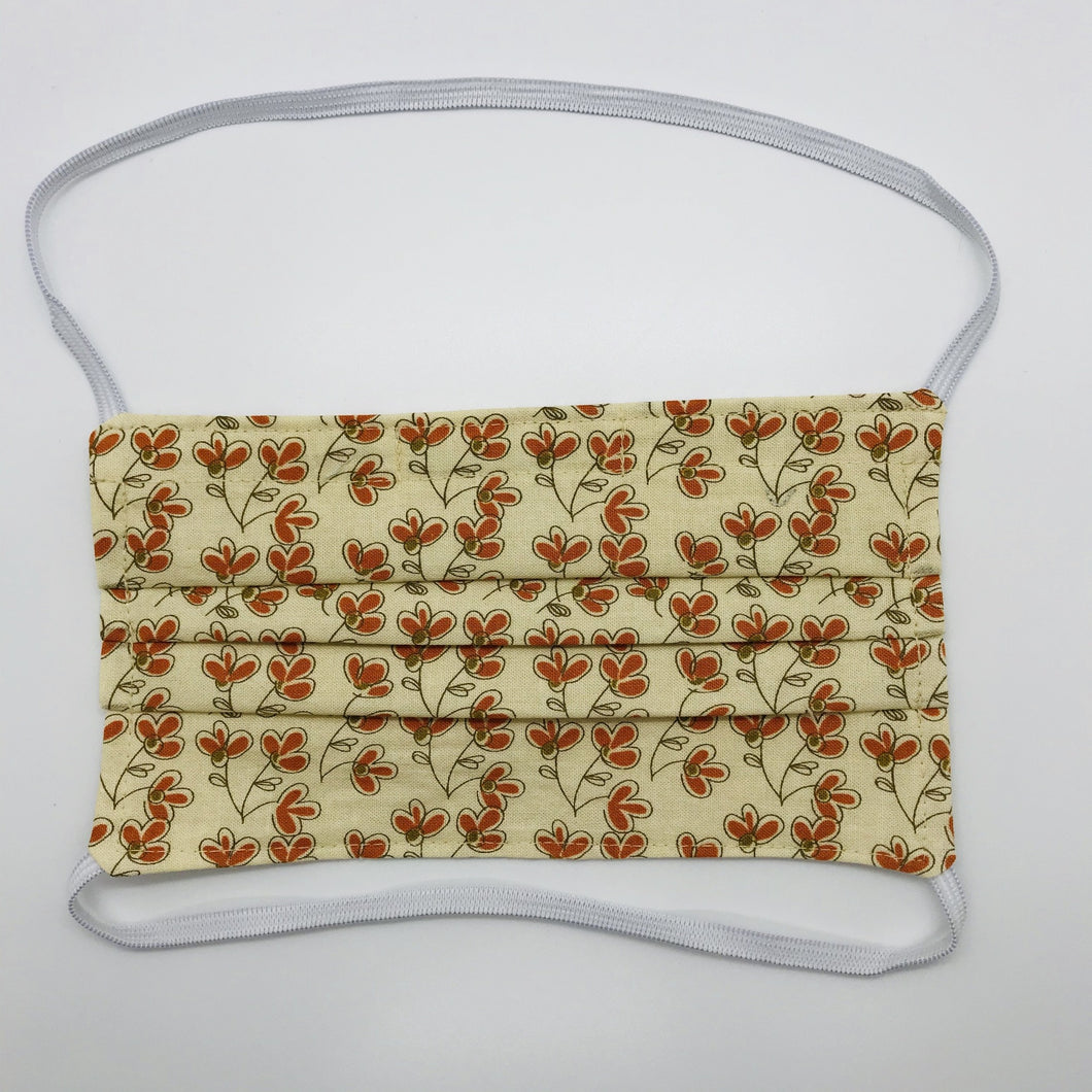 Autumn Flowers on Cream Face Mask with Elastic Head Loops