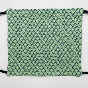 Fish Fins on Green Face Mask with Elastic Head Loops