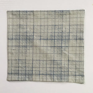 100% quilting-weight cotton novelty themed blue graph print face mask with adjustable elastic ear loops and bendable nose piece. Washable, reusable fabric face mask. Wash in washing machine and dry in dryer after each use. 7” H x 7.5” W  Fabric from the Correspondence collection by Tim Holtz for Coats