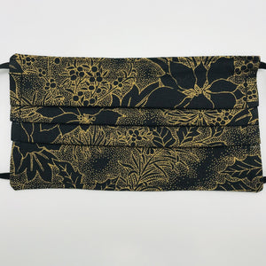 Holiday Metallic Gold Poinsettia Face mask with Filter Pocket