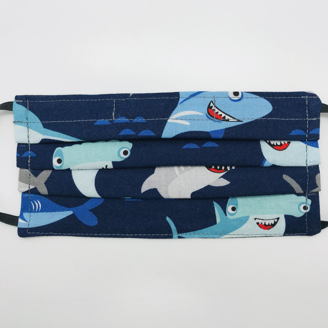 Navy Shark Kids Face Mask