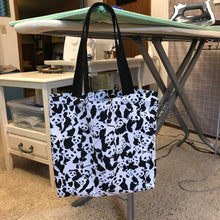 Load image into Gallery viewer, Panda Pattern Canvas Kids Tote Bag. 100% cotton. 13.5&quot; wide, 12&quot; high, 2&quot; deep.
