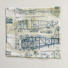 Load image into Gallery viewer, Image of blue and white novelty airplane themed cotton print.
