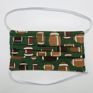 Footballs on Green Background Face Mask for Kids
