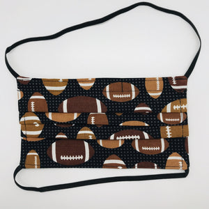 Footballs on Black Background Face Mask with Elastic Head Loops