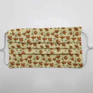 Autumn Flowers on Cream Face Mask with Adjustable Elastic Ear Loops