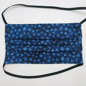 Blue Stars on Blue Face Mask with Elastic Head Loops