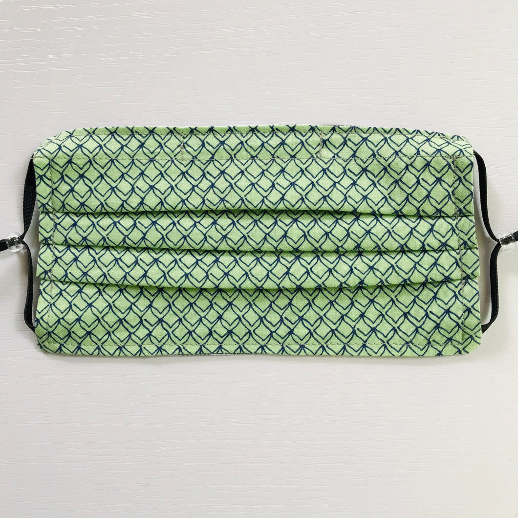 Fish Fins on Green Face Mask with Adjustable Elastic Ear Loops