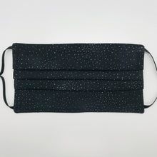 Load image into Gallery viewer, Metallic Silver Sparkles on Black Background  Face Mask with Filter Pocket

