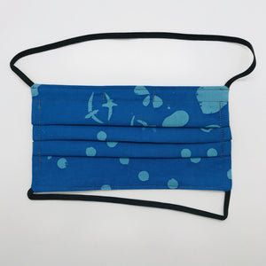 Blue Splatter Batik Face Mask with Elastic Head Loops