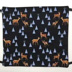 Bambi Life Blue Spruce Face Mask with Adjustable Elastic Ear loops - Tula Pink Holiday Hommies