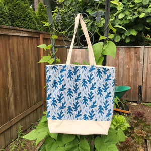Blue Leaves Super Size Tote Bag