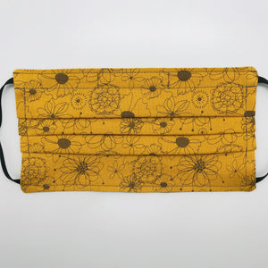 Gold Floral Face Mask with Filter Pocket